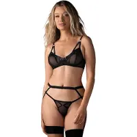 Obsessive – Euridia Lingerie Set 3-pcs – Zwart