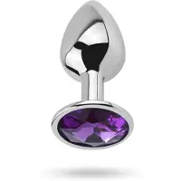Vuxen - Purple Amethyst Butt Plug With Jewel Size S Aluminium