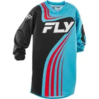 FLY Racing Jeugd F-16 Jersey (Cyaan/Zwart/Rood Jeugd Groot)