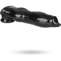 Vuxen - Fido - Penis Sleeve met Animal Knot - Rekbaar TPR - Zwart - Puppy Play