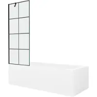 Mexen Vega rechthoekig bad 170 x 70 met ombouw en 1-vleugelig scherm 70 , zwart patroon - 550117077X9507007077