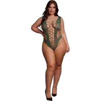 Shots - Teddy met V hals - Midnight Green Plus Size