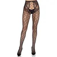 Leg avenue - Net Tights with Crotchless Panty - Zwart