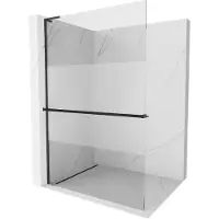 Mexen Kioto+ L douchewand met plank Walk-in 100 x 200 , transparant/ijs, zwart - 800-100-123-70-35