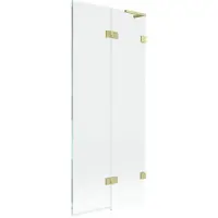 Mexen Lunar L badwandscherm 2-delig rechts 80 x 150 , transparant, goud geborsteld - 897L-080-100-55-00-P