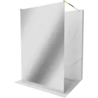 Mexen Kioto vrijstaande douchewand 100 x 200 , spiegel 8 mm, goud - 800-100-002-50-50
