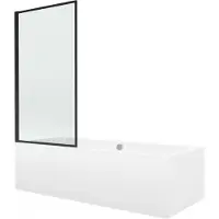 Mexen Cube rechthoekig bad 180 x 80 met ombouw en 1-deurs scherm 80 , zwart patroon fix - 550518080X9308007070