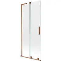 Mexen Velar L badwand 2-delig schuifbaar 85 x 150 , transparant, geborsteld koper - 896-085-003-01-65