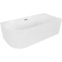 Mexen Gia vrijstaande hoekbad met ribbels rechts 150 x 75 , wit glans, overloop rosé goud - 52701507500P-60