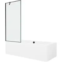 Mexen Cube rechthoekig bad 170 x 80 met omkasting en éénvleugelig scherm 80 , zwart patroon - 550517080X9508007070