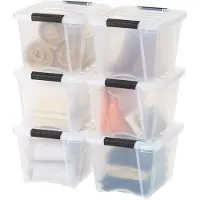 Iris USA 19 Qt Stapelbare Plastic Opbergdozen met Deksel, 6-Pack - BPA-vrij, Gemaakt in de VS