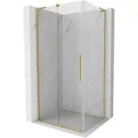 Mexen Velar L douchecabine schuifdeur 90 x 75 , transparant, geborsteld goud - 871-090-075-03-55