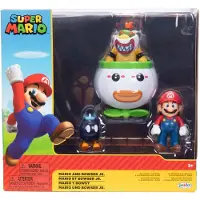 JAKKS Pacific World of Nintendo Minifiguren, 2-delig: Mario en Bowser Jr. Clown Car, 6 cm