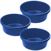 Kadax mortelbak, bouwemmer, mortelbak met handgrepen, mortelemmer van kunststof, ronde emmer voor bouwplaats, tuin, stabiele wateremmer, cementemmer, poetsemmer (3, 11,5 l)