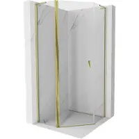 Mexen Mist L vijfhoekige scharnierende douchecabine 100 x 100 , transparant, goud - 8A8L-100-100-50-00