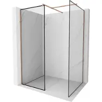 Mexen Kioto douchescherm Walk-in 150 x 110 , zwart frame, roze goud - 800-150-202-60-70-110