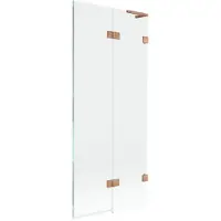 Mexen Lunar L badwand 2-delige rechts 80 x 150 , transparant, geborsteld koper - 897L-080-100-65-00-P