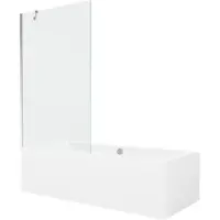 Mexen Cube rechthoekig bad 170 x 80 met ombouw en 1-delige scherm 100 , transparant, chroom - 550517080X9510000001
