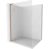 Mexen Kioto L Walk-in douchewand 110 x 200 , strepen, geborsteld koper - 800-110-103-65-09