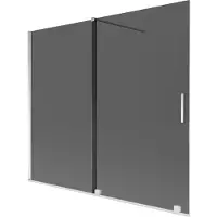 Mexen Velar badwand 2-delig schuifbaar 180 x 150 , grafiet, chroom - 896-180-000-41-01