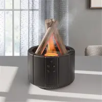 Torribaly Gesimuleerde vlamverspreider Vuurluchtbevochtiger Ultrasone koele mistmaker Fogger LED etherische olielamp Difusor, wit