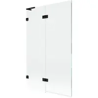 Mexen Lunar L badwand 2-delig links 110 x 150 , transparant, zwart - 897L-110-100-70-00-L