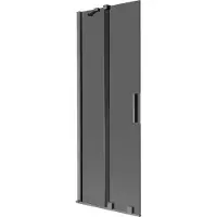 Mexen Velar badwand scherm 2-delig verschuifbaar 75 x 150 , grafiet, geborsteld pistoolgrijs - 896-075-000-41-66
