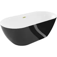 Mexen Roxy vrijstaande badkuip 170 x 80 , wit/zwart, overloop goud geborsteld - 51201708075-55