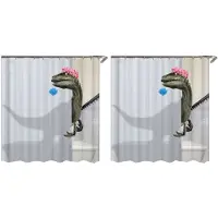 Typecat 2x Prachtig badend dinosaurusprint douchegordijn waterdicht badkamer airconditioning