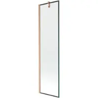 Mexen Next badwand scherm 1-delig 50 x 150 , zwart frame, geborsteld koper - 895-050-000-00-70-65