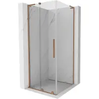 Mexen Velar L schuifdouchecabine 120 x 120 , transparant, geborsteld koper - 871-120-120-03-65