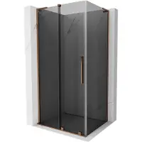 Mexen Velar L schuifdouchecabine 90 x 80 , grafiet, roze goud - 871-090-080-43-60