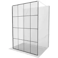 Mexen Kioto vrijstaande douchewand 160 x 200 , zwarte rasterwerk 8 mm, wit - 800-160-002-20-77