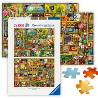 Ravensburger - Colin Thompson - 2 x 1000 Stuk Puzzel - Prachtige Scènes - #1 Tuin Kast & Verborgen Schatten - #2 Keuken Delights
