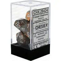 Chessex CHX26424 Dobbelstenen-Gemini Koper-Staal/Wit Set