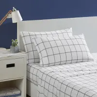 Nautica - Queen lakenset van katoen percale, fris en koel, lichtgewicht en ademend (Plot Black Queen)