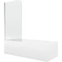 Mexen Vega rechthoekig bad 150 x 70 met ombouw en 1-vleugelig scherm 70 , transparant, chroom - 550115070X9007010100