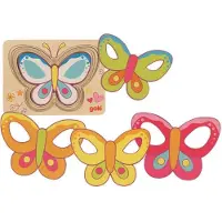 Goki Houten puzzel - - Laagjespuzzel Vlinder - 5 stukken - Ontwikkelt de behendigheid - 24 maanden+