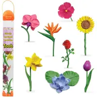 Safari Ltd. Flowers TOOB - Mini Figurines of Rose Tulip Hibiscus Bird of Paradise Daffodil Sunflower Lotus Orchid - Educational Toy Figures For
