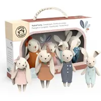 Speedy Monkey Konijnenfamilieset - Miniatuur Paashaasfiguren met ouders en 2 babykonijnen - Fantasiespel Poppenhuisfamilie voor kinderen Peuters Meis