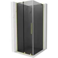 Mexen Velar L schuifdouchecabine 100 x 100 , grafiet, geborsteld goud - 871-100-100-43-55