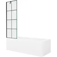 Mexen Cubik rechthoekig bad 150 x 70 met ombouw en 1-delige scherm 60 , zwart patroon - 550315070X9506007077