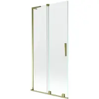 Mexen Velar L badwand scherm 2-delige schuif 95 x 150 , transparant, goud - 896-095-003-01-50