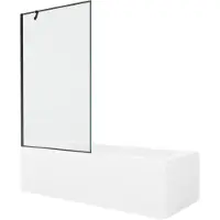 Mexen Vega rechthoekig bad 180 x 80 met ombouw en 1-vleugelig scherm 100 , zwart patroon - 550118080X9510007070