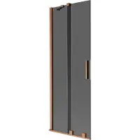 Mexen Velar badwand, 2-delig schuifbaar 75 x 150 , grafiet, geborsteld koper - 896-075-000-41-65