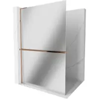 Mexen Kioto+ L douchewand met plank Walk-in 90 x 200 , spiegel, roze goud - 800-090-123-60-50