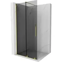 Mexen Velar schuifbare Walk-in douchescherm 100 x 200 , grafiet 8 mm, goud - 871-100-000-43-50