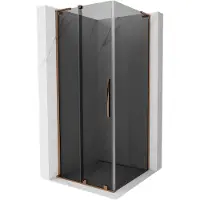 Mexen Velar L schuifbare douchecabine 100 x 100 , grafiet, roze goud - 871-100-100-43-60