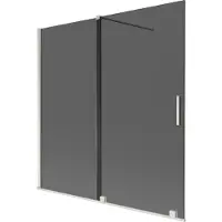 Mexen Velar tweedelige schuifbare badwand 160 x 150 , grafiet, geborsteld nikkel - 896-160-000-41-97