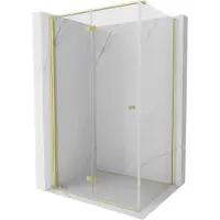 Mexen Mist-F vouwbare douchecabine links 85 x 95 , transparant, geborsteld goud - 8A6T-085-095-55-00-L